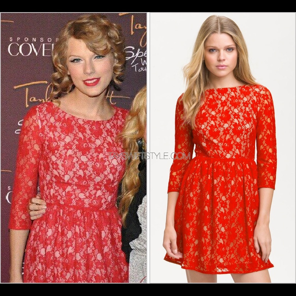French Connection TEAL BLUE Lizzie Lace Dress 8